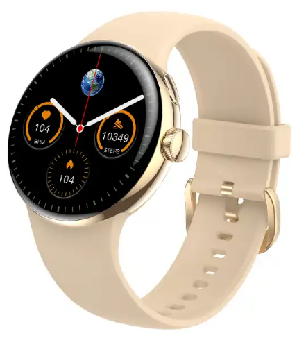 Smartwatch damski  AMOLED złoty na pudrowym silkonowym pasku SAYBERG LA24 I smart-zegarki.pl
